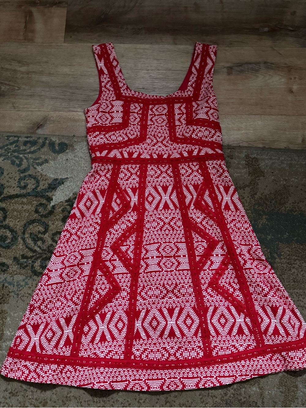 Anthropologie Red Patterned Sleeveless Women's Dress